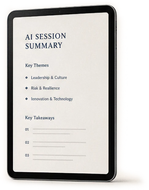 AI session summaries on a tablet